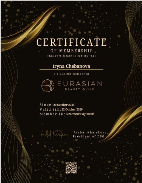 Eurasian Beauty Guild: Senior Member Certificate 2025-2026